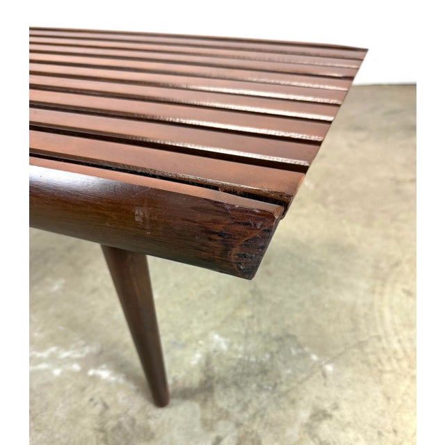 Restored Mid Century Modern George Nelson Style Wood Slat Bench / Coffee Table For Sale - Image 9 of 11