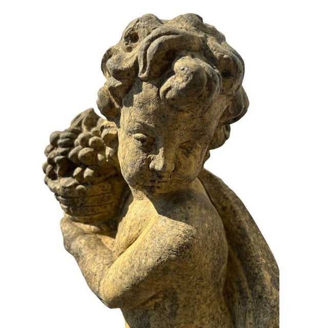 Gold English Four Season Cherub Statues in Stone, Set of 4 For Sale - Image 8 of 18