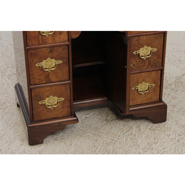 Wood Baker Stately Homes Burl Walnut George III Kneehole Commode Desk Chest For Sale - Image 7 of 13