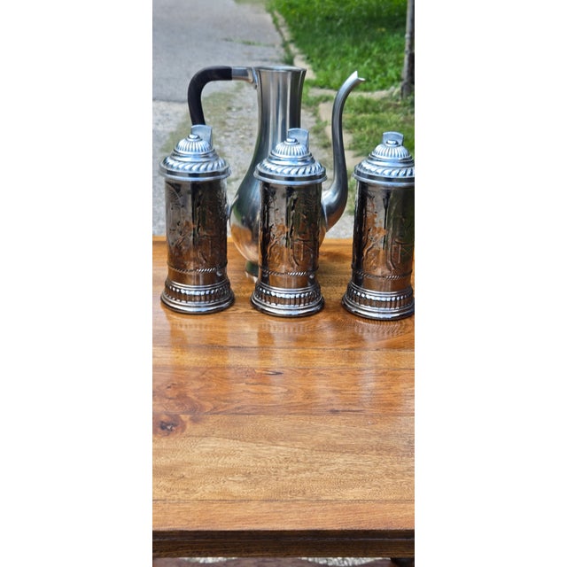 Vintage Silver-Plated Pitcher & Tankard Set - Mid-Century Modern Barware or Tea Service For Sale - Image 10 of 18