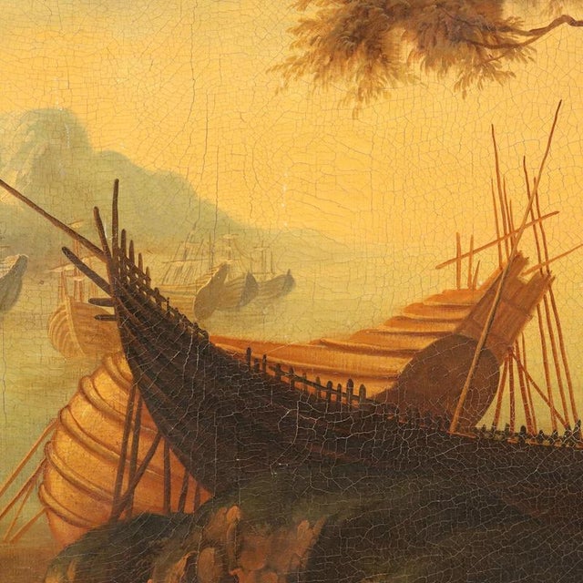 Central European School Artist, Seascape with Wrecks and Figures, Early 20th Century, Oil Painting on Canvas, Framed For Sale - Image 7 of 14