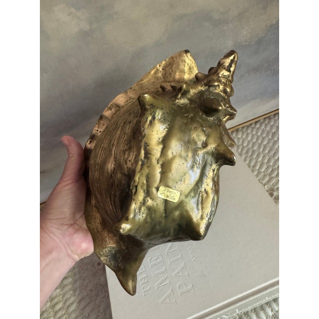 Metal Vintage Large Brass Conch Seashell Planter For Sale - Image 7 of 7