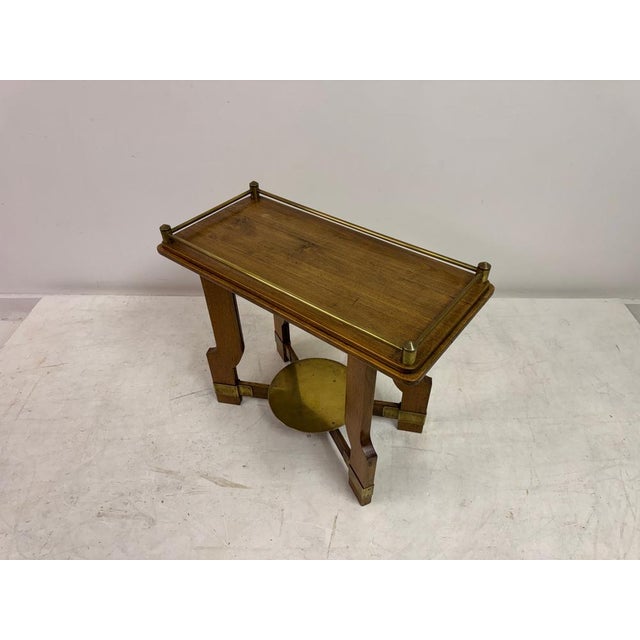 Art Deco Oak and Brass Side or Console Table, 1930s For Sale - Image 4 of 15