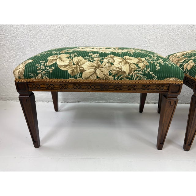 Textile Classic Chippendale Style Benches With Schumacher Dog Toile Upholstery For Sale - Image 7 of 10