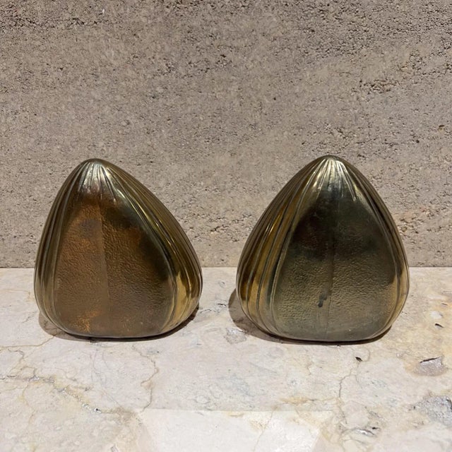 Jenfred Ware Ben Seibel Brass Clam Shell Bookend Set, Mid-Century Modern, 1950s For Sale - Image 4 of 9