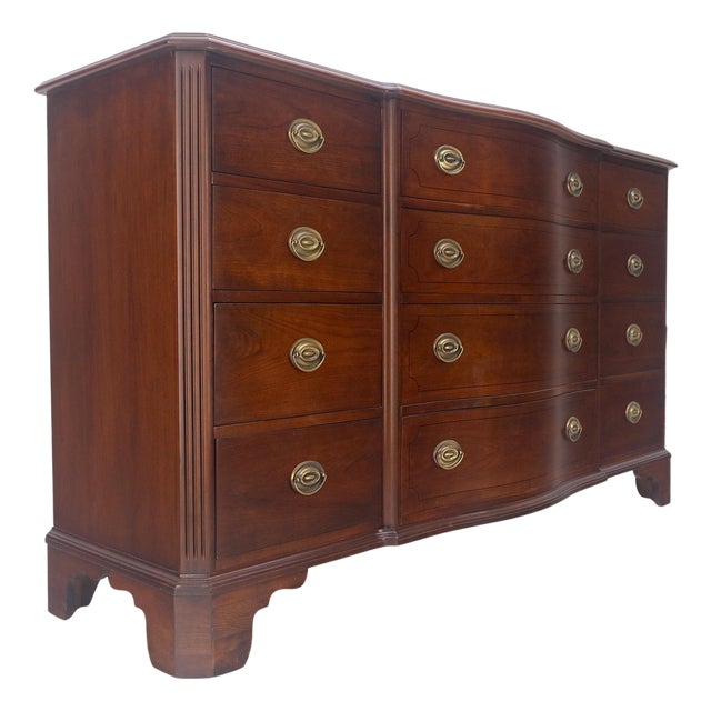 Mahogany Federal Bow Front 12 Drawers Dresser MINT For Sale
