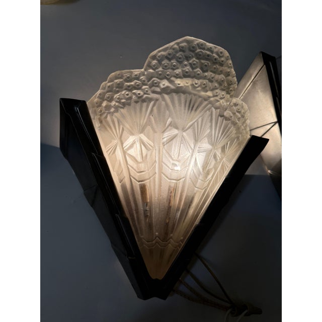 1920s Pair of Frnech Art Deco Sconces Signed Noverdy For Sale - Image 13 of 14