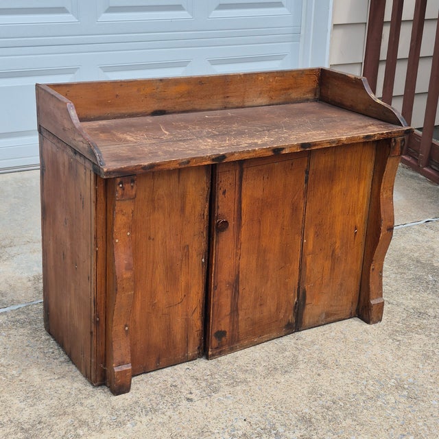 19th Century Antique Primitive Pine Wash Stand Cabinet Cupboard Rustic Farmhouse For Sale - Image 12 of 12
