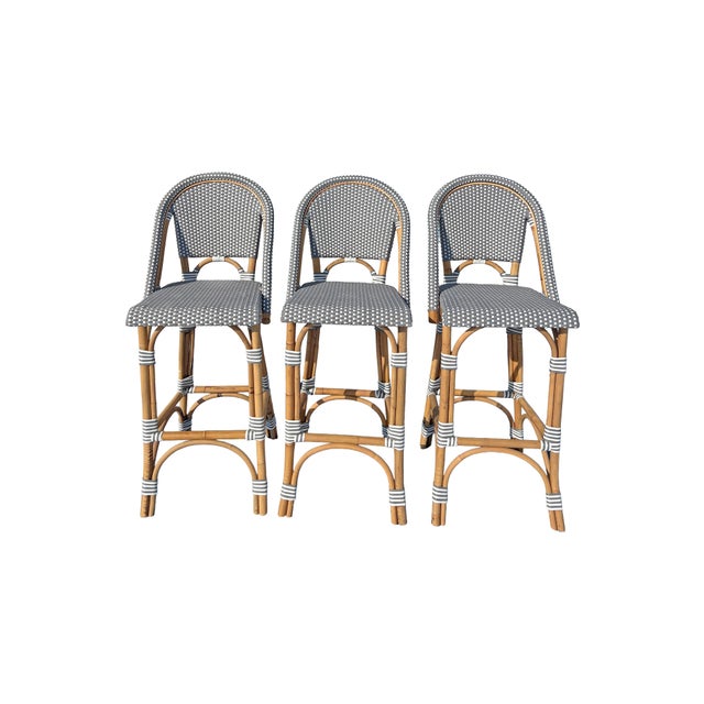 Coastal Restoration Hardware St. Germaine Resin Parisian Style Counter or Bar Stools Chairs For Sale - Image 3 of 12