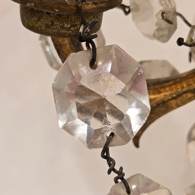 Pair of 1950s French Regency Style Gilt and Crystal Girandole For Sale - Image 13 of 14