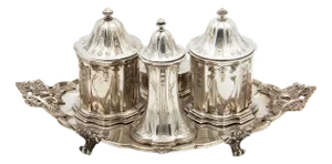 Silver Inkwell with Support Tray