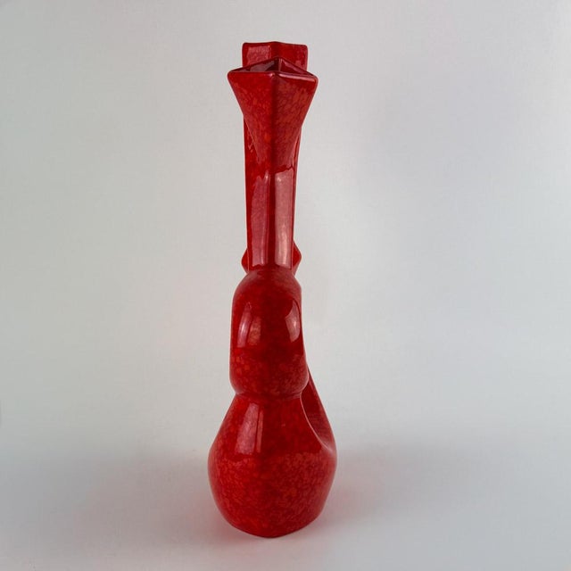 Vintage Red Glaze Ceramic Vase by Roberto Rigon for Bertoncello, 1970s For Sale - Image 4 of 11
