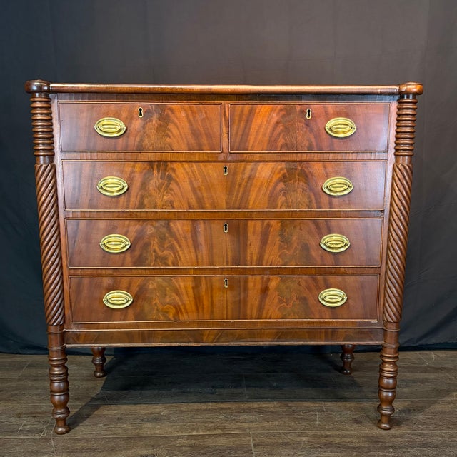 Antique Sheraton Mahogany Cookie Corner Four Drawer Chest Commode For Sale - Image 12 of 14