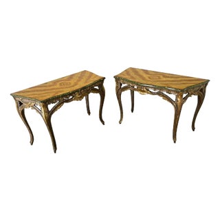 Italian 19th Century Faux Marble Consoles - A Pair For Sale
