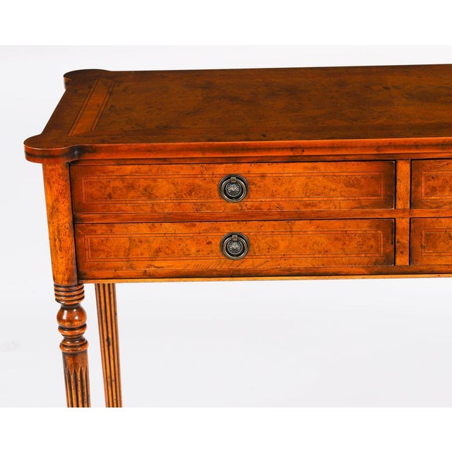 1950s Vintage English Bur Walnut Console Table, 1950s For Sale - Image 5 of 18