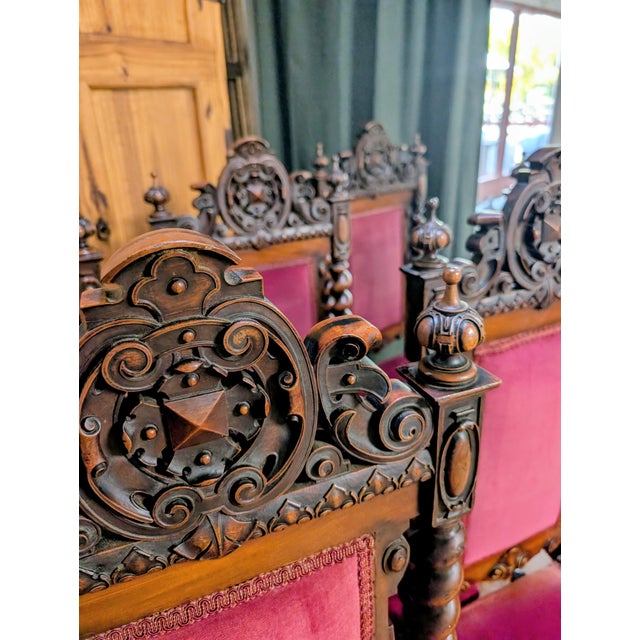 Set of 6 Renaissance 19th Century Carved Dining Chairs For Sale - Image 4 of 12