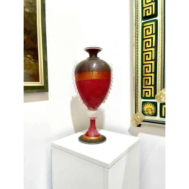 Price reduced $400. Now only $990! Magnificent Vase hand formed by Gambaro & Poggi of Murano. The Scavo technique was used...