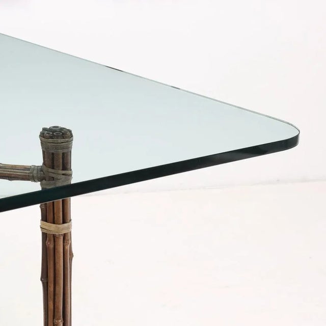 Wood Vintage Bamboo & Glass Coffee Table by Lyda Levi for McGuire, 1980s For Sale - Image 7 of 9