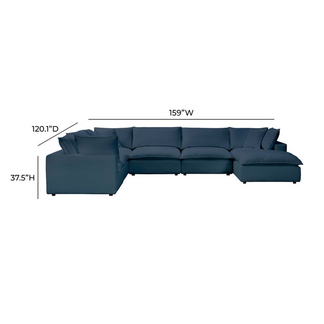 Cali Navy 7-Piece Performance Fabric Modular Large Chaise Sectional For Sale In Los Angeles - Image 6 of 6