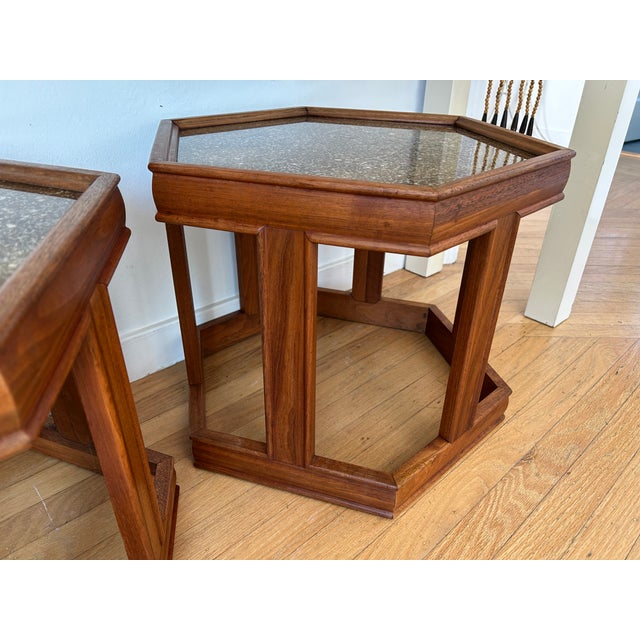 Vintage John Keal for Brown Saltman Hexagon Side Tables For Sale - Image 10 of 15