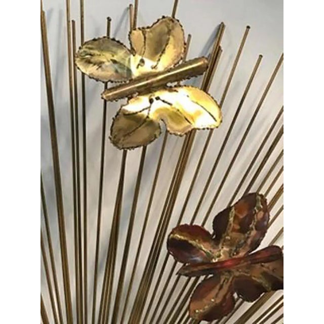 Metal Mid 20th Century Curtis Jeré and Curtis Jere Sunburst Wall Sculpture With Butterflies For Sale - Image 7 of 9