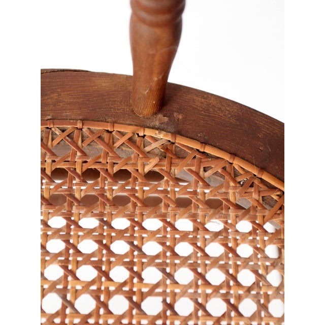 Wood Antique Windsor Bow Back Chair With Cane Seat For Sale - Image 7 of 17
