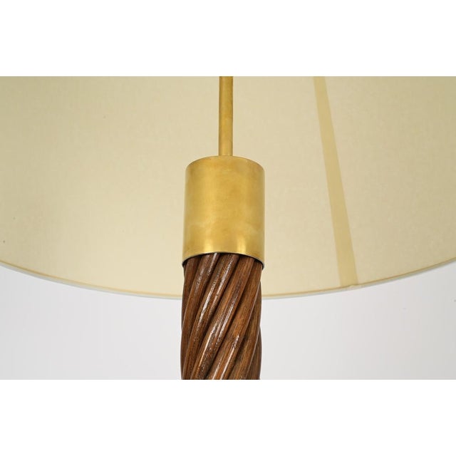 Vintage Italian Floor Lamp in Rattan with Brass and Parchment, 1960s For Sale - Image 11 of 17