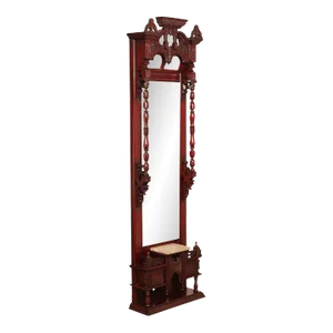 Antique Victorian Aesthetic Movement Carved Mahogany Hall Mirror