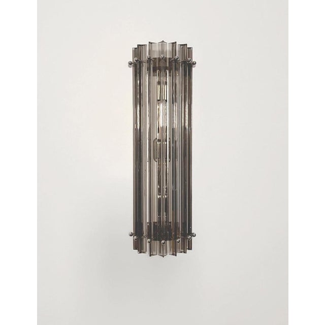 Italian Smoked Murano Glass Wall Sconces in the style of Venini, 1990s, Set of 4 For Sale - Image 9 of 18