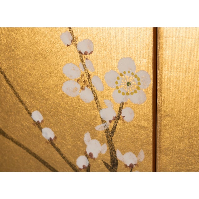"Sakura", C. 1960s Showa Era Japanese Painted Byobu Screen For Sale - Image 10 of 18