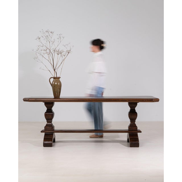 Brown Mid 20th Century France Brown Wood Dining Table For Sale - Image 8 of 11
