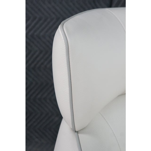 Animal Skin Alberta Italian Modern Leather Mina Swivel Armchair Library Club Reading Chair For Sale - Image 7 of 18