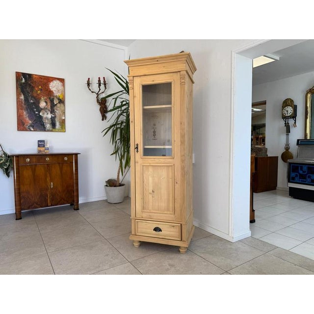 Antique farmhouse display cabinet/bookcase, 190 cm high x 65 cm wide x 50 cm deep. Antique farmhouse display cabinet, a...