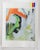 Late 20th century gouache on paper abstract painting with orange and green. Unsigned. Unframed.