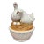 1960s Italian Meiselman Porcelain Pair of Lovebird White Doves in Nest Lidded Basket For Sale
