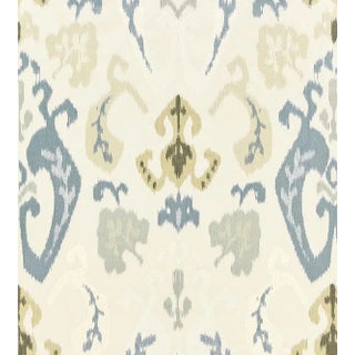 Sample - The House of Scalamandré Mandalay Ikat Embroidery Fabric, Cloud For Sale