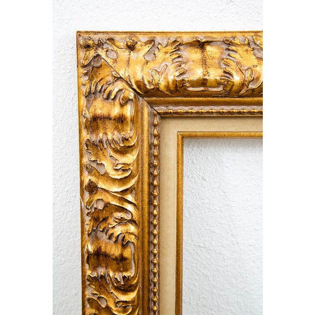 Early 20th Century Antique Frame Picture Wall Framed Felt Gold Gilt Brass Art Floral 27.5x31.75 For Sale - Image 5 of 12