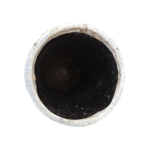 Terracotta Ceramic Vase with Blue and White Flowers For Sale - Image 9 of 11