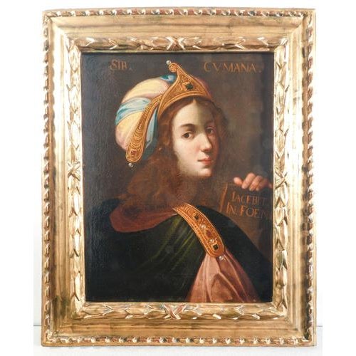 Black Italian School, Portrait of Cumaean Sibyl, 17th Century, Oil on Canvas, Framed For Sale - Image 8 of 14