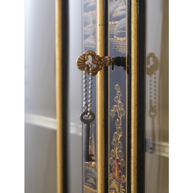Black S. Hillie English Made Chinoiserie Breakfront Bookcase For Sale - Image 8 of 18