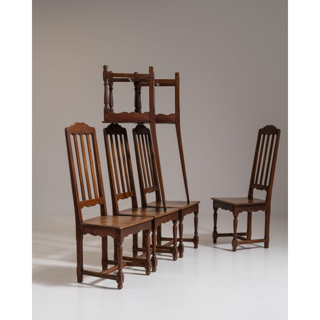 Set of Six Early 20th Century French Chestnut Brown Renaissance Oak Dining Chairs For Sale - Image 12 of 15