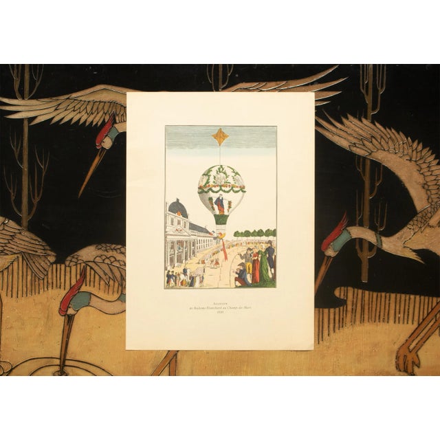 Paper 1956 "Ascent of Madame Blanchard in 1810 to the Champ-De-Mars" Large Vintage Offset Lithograph For Sale - Image 7 of 8