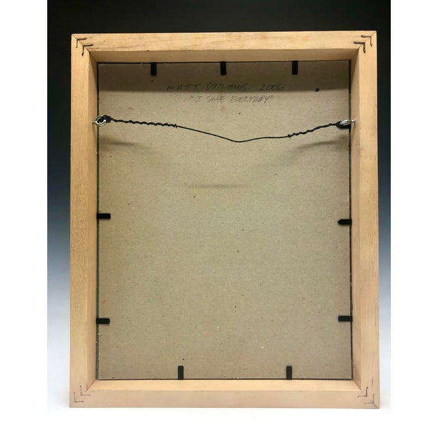 "I Shave Everyday" Figurative Cartoon Portrait Painting on Paper by Matt Straub For Sale - Image 4 of 5