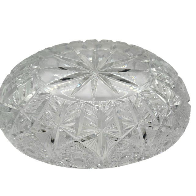 Glass Vintage American Brilliant Style Cut Crystal Serving Bowl For Sale - Image 7 of 12
