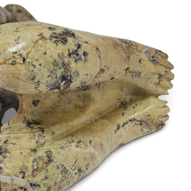 Vintage Mexican Hand-Carved Onyx/Tecali Jaguar Warrior Sculpture, 11 Inch For Sale - Image 11 of 16