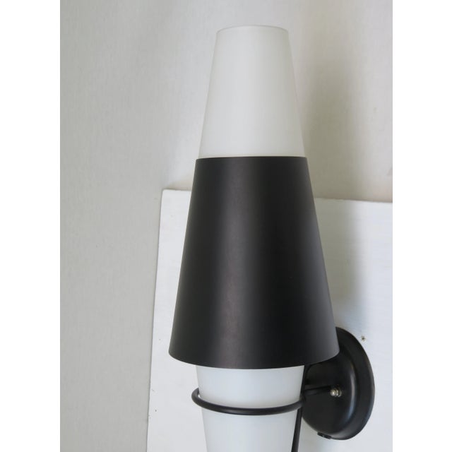 Metal Italian Black Glass Wall Lights, 1950s, Set of 2 For Sale - Image 7 of 18