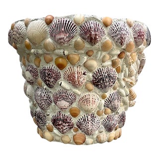 Vintage Coastal Shell Planter For Sale