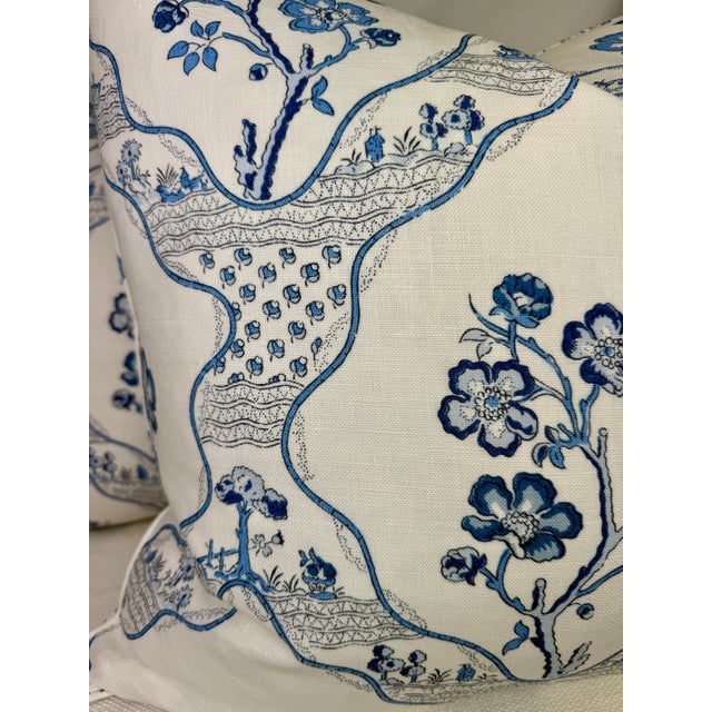 Transitional Schumacher "Marella" in Delft 22" Pillows-a Pair For Sale - Image 3 of 3