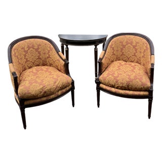 1990s Michael Taylor Classic Style Fluted Mahogany Arm Chair For Sale
