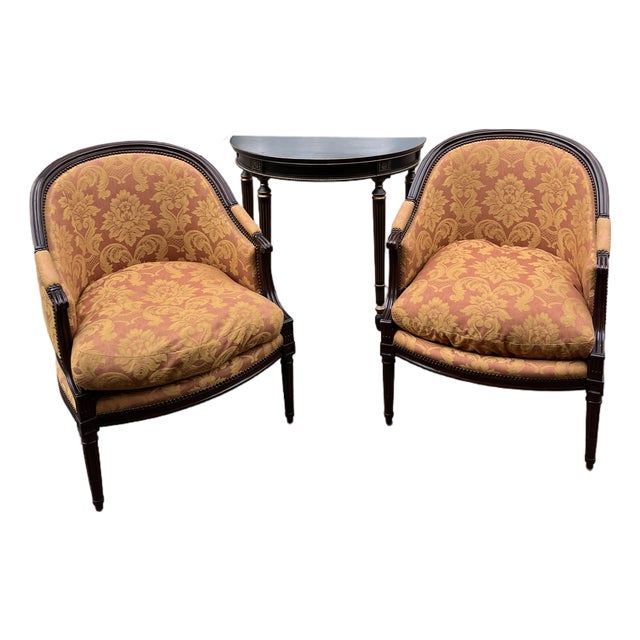 1990s Michael Taylor Classic Style Fluted Mahogany Arm Chair For Sale